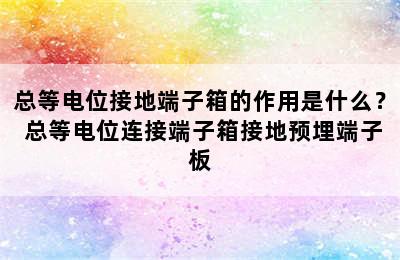 总等电位接地端子箱的作用是什么？ 总等电位连接端子箱接地预埋端子板